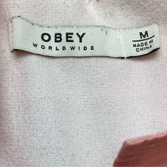Obey Pink Nylon Windbreaker Jacket Size Medium - Picture 3 of 12
